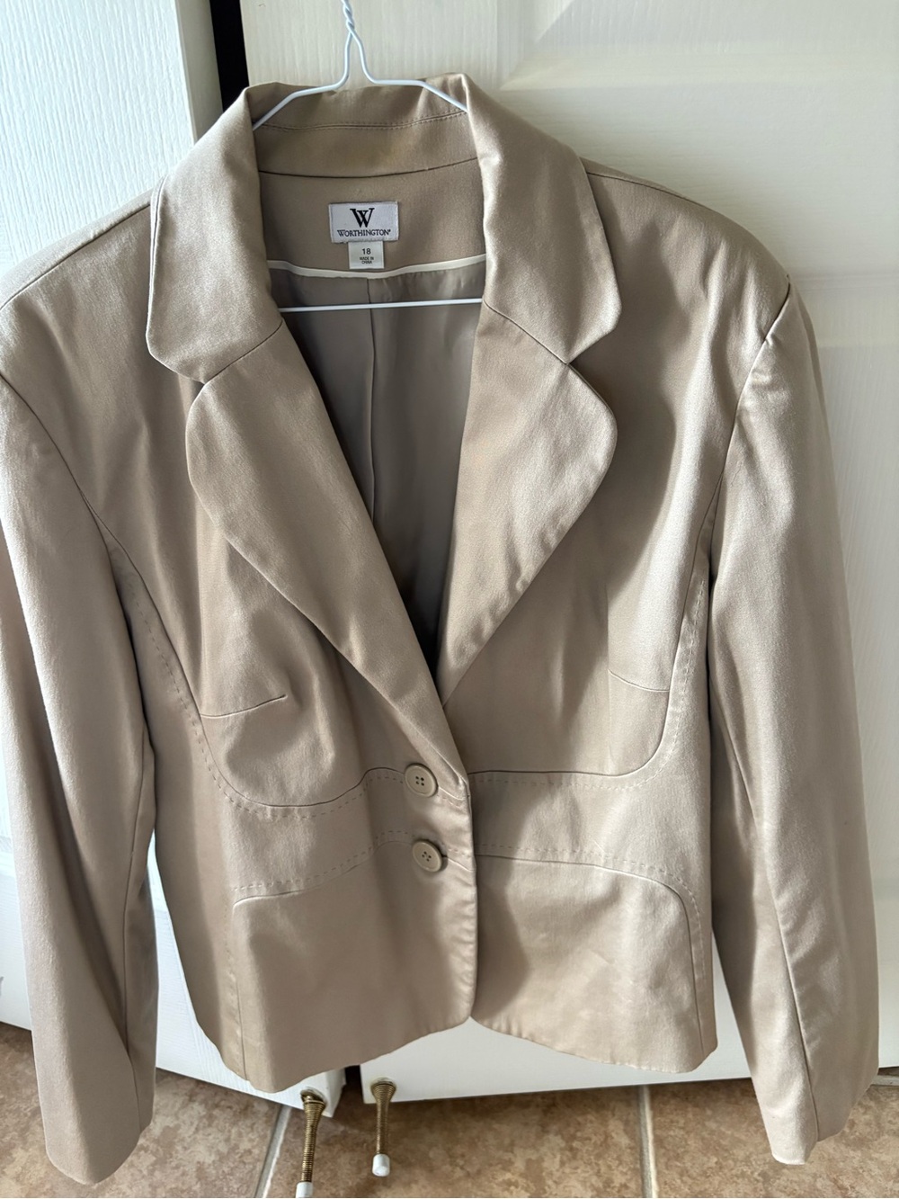 Worthington Beige Leather Blazer Jacket